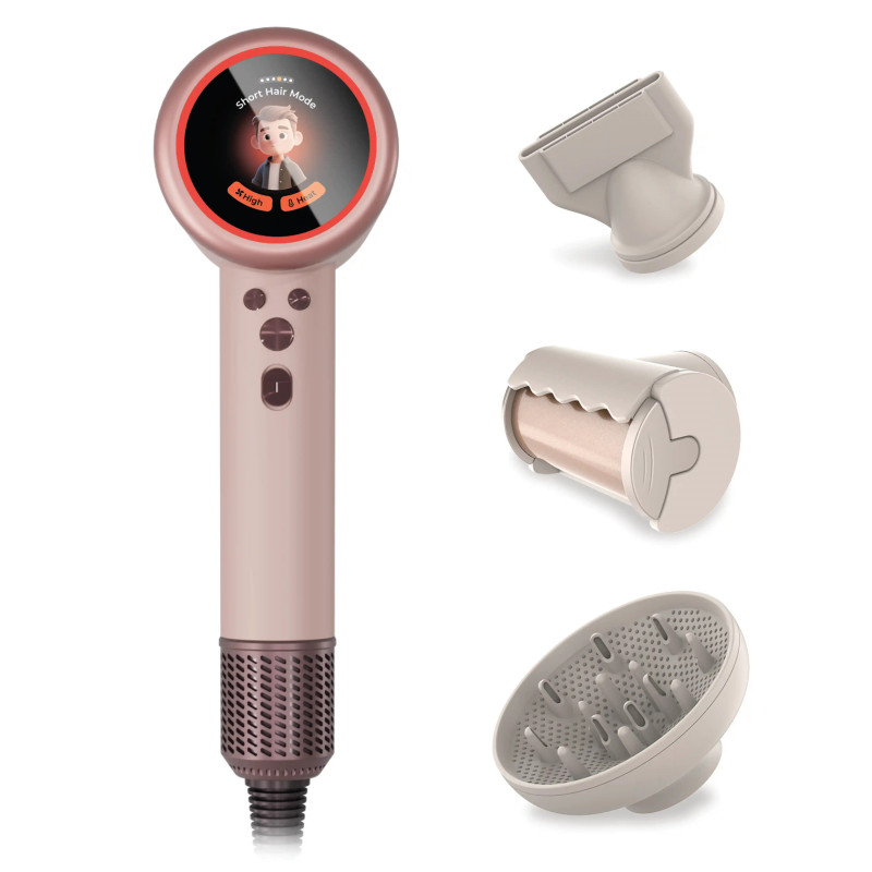 Powerful 2000W hair dryer with BLDC motor, display and plasma ionization + 3 AusHauz Nude