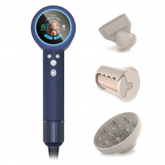 Powerful 2000W hair dryer with BLDC motor, display and plasma ionization + 3 attachments AusHauz Blue
